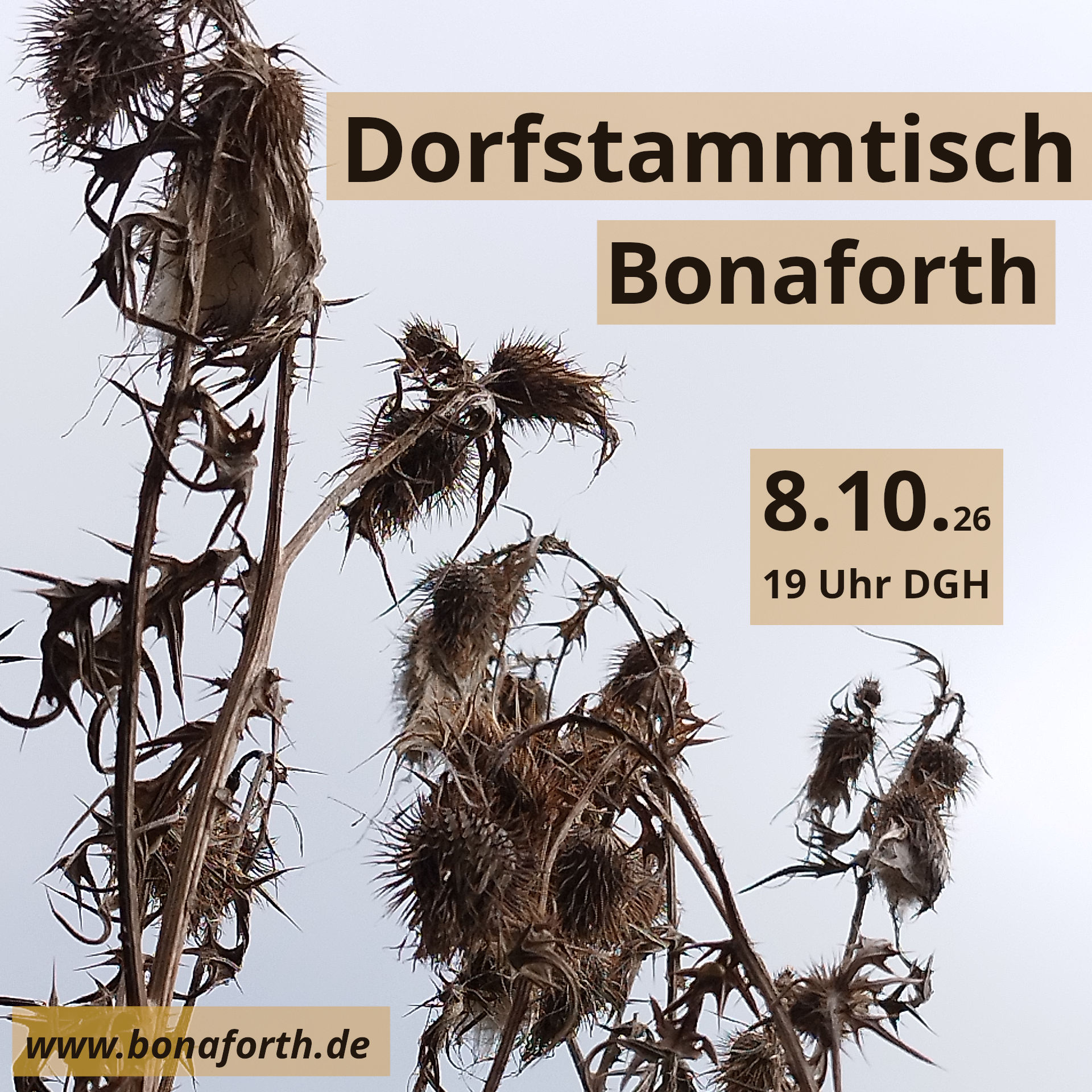 Flyer zum Dorfstammtisch im September 2026